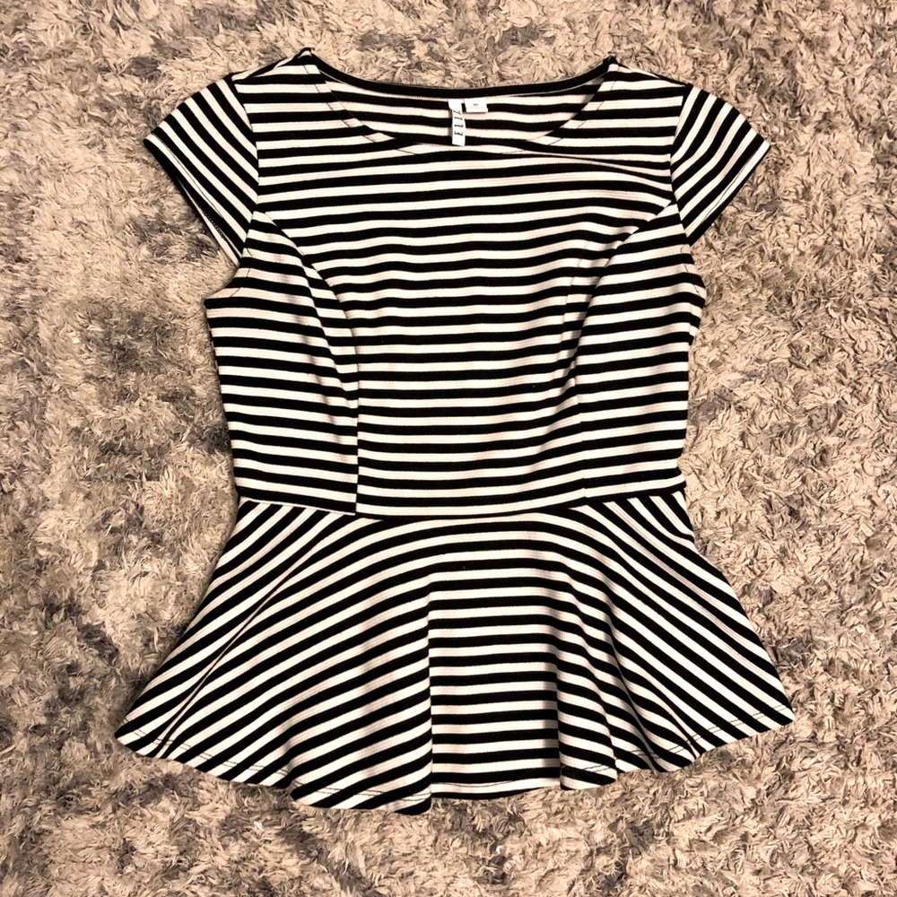ELLE Black & White Stripe Peplum